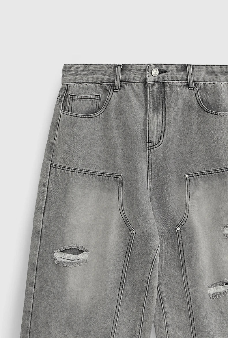 Zerrissene Carpenter-Jeans mit weitem Bein