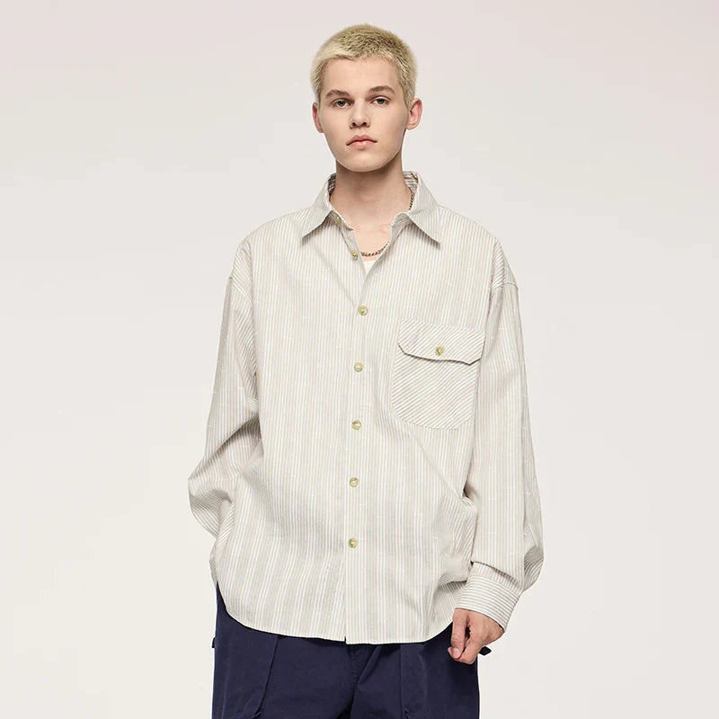Camisa clásica holgada de rayas a cuadros