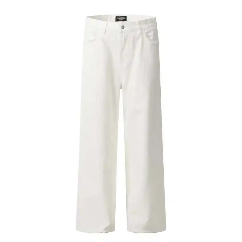 Solid Color Raw Edge Denim Jeans