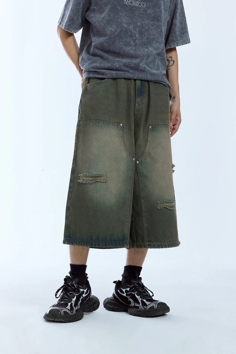 Zerrissene Carpenter-Jeans mit weitem Bein