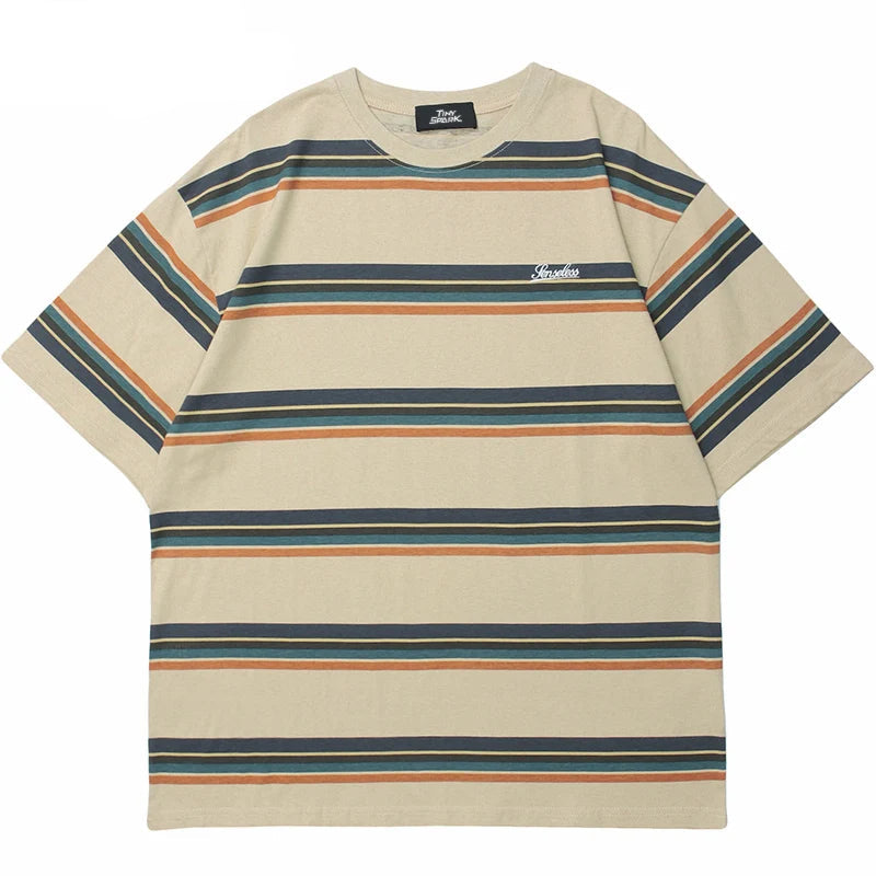 Bold Striped Print Cotton T-Shirt