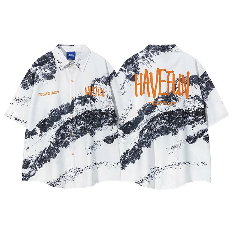 Graphic Hawaiian Beach Summer Short Shirt