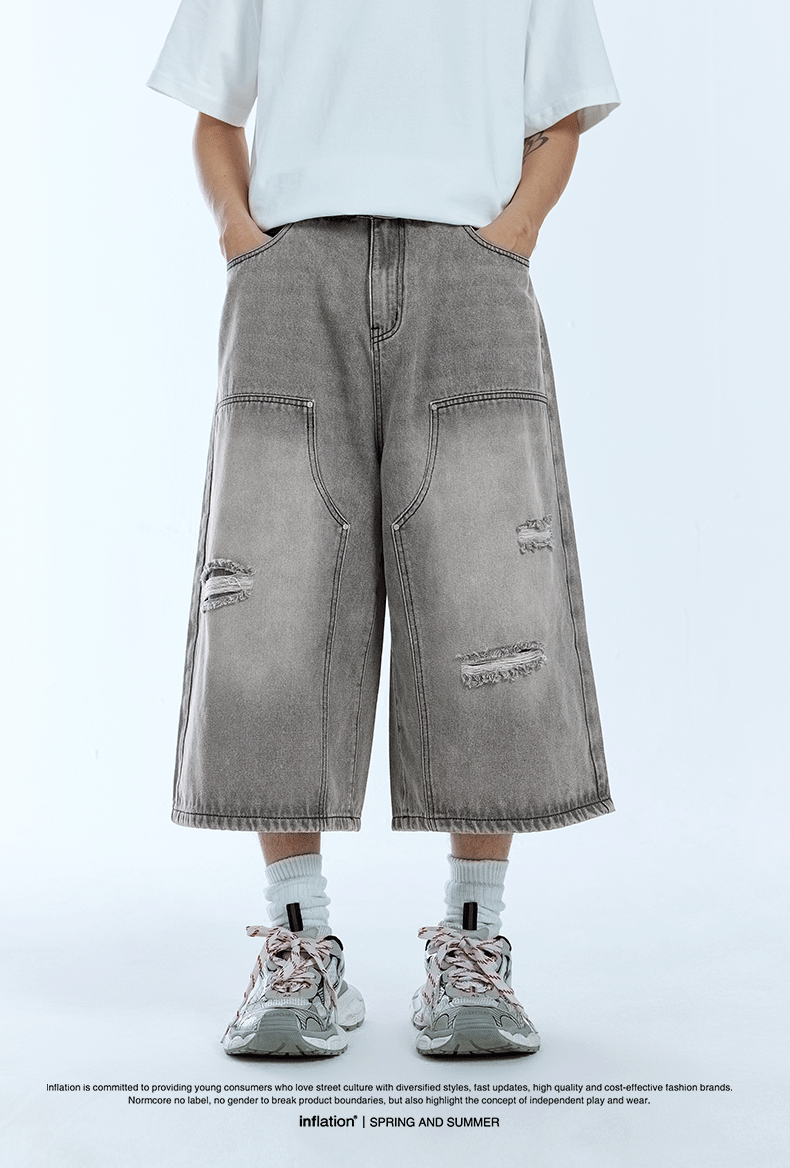 Zerrissene Carpenter-Jeans mit weitem Bein
