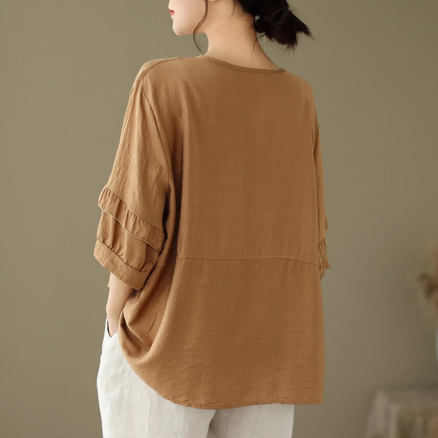 Camiseta holgada y cómoda de color liso
