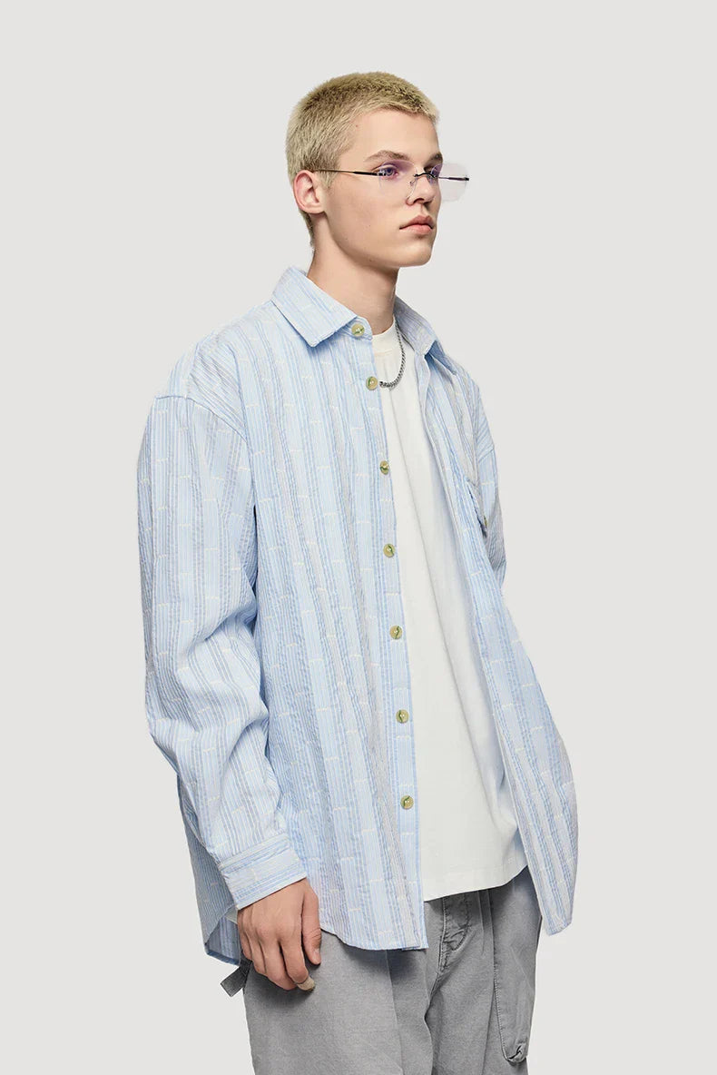 Camisa clásica holgada de rayas a cuadros