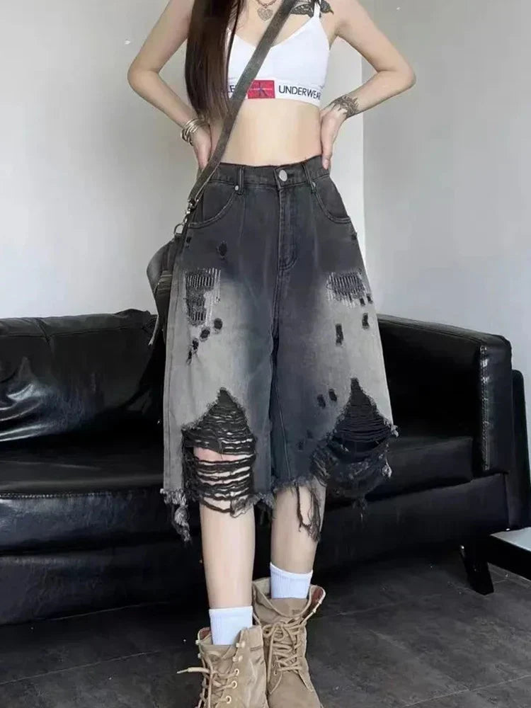 Pantalones cortos de mezclilla con degradado vintage American Jeans