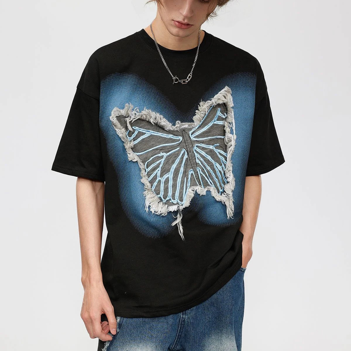 Butterfly Tassel Patch Graphic T-Shirt