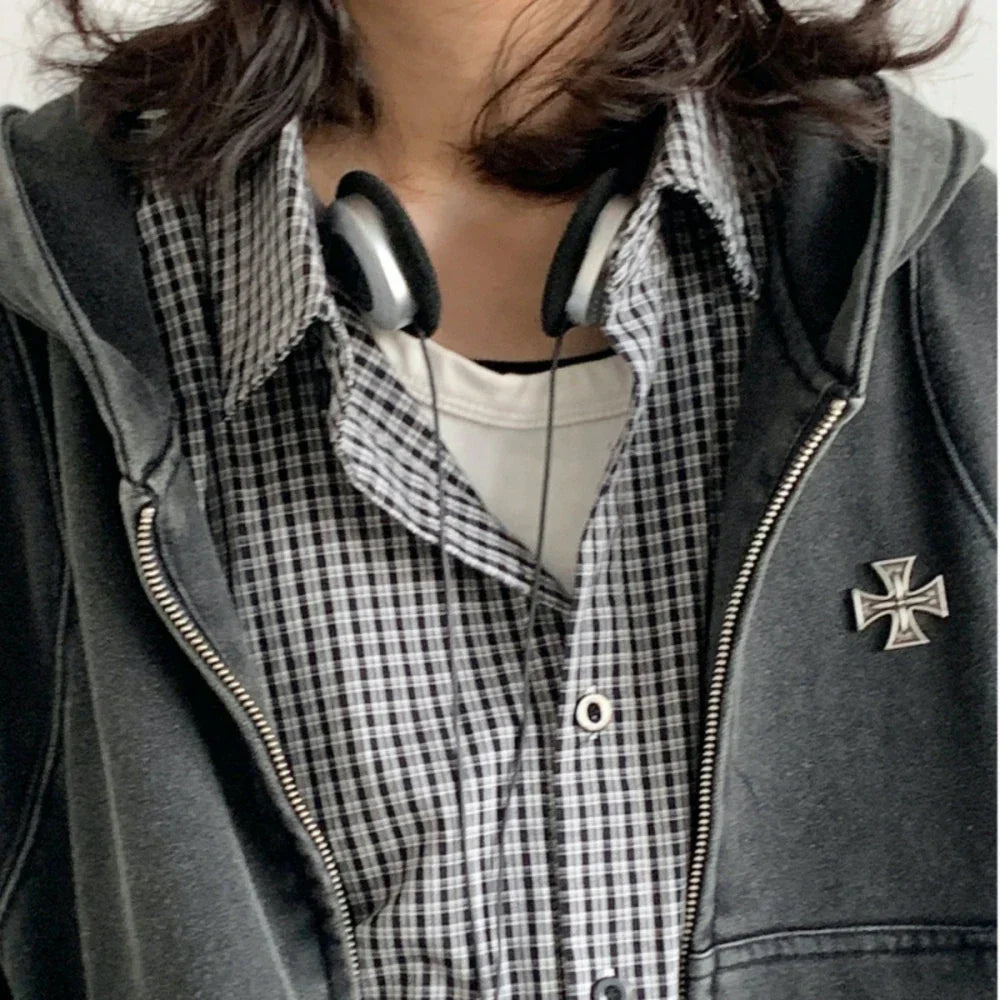 Sudadera con capucha vintage, moderna y casual, de color liso
