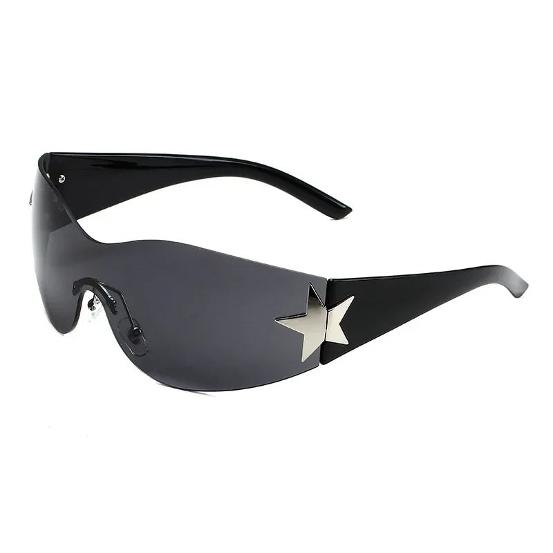 Randlose Y2K-Sonnenbrille mit Stern