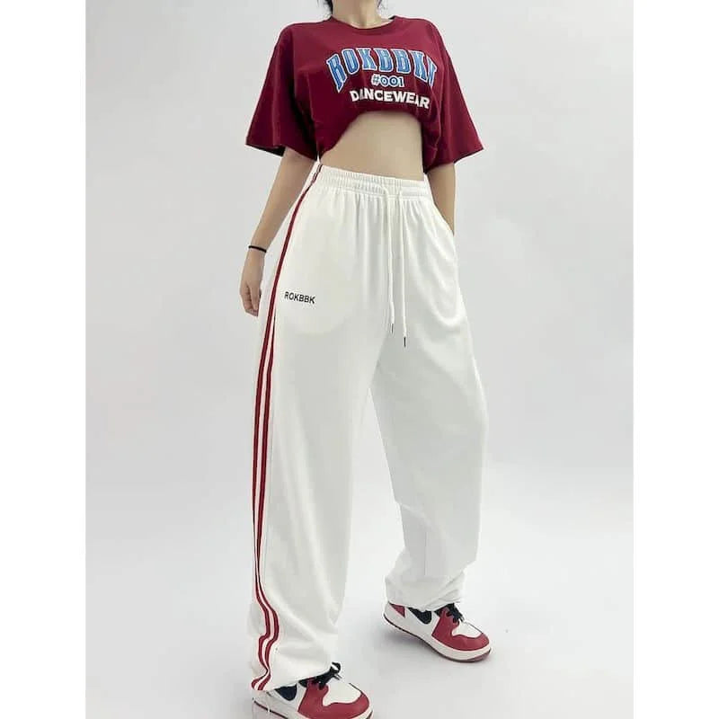 White Comfortable Elastic Waist Hip Hop Pants