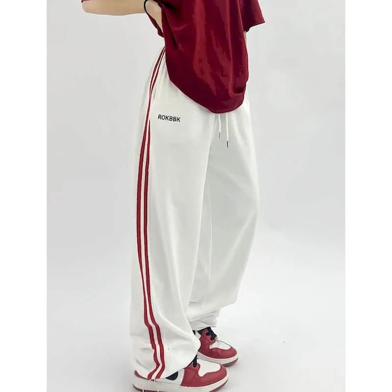 White Comfortable Elastic Waist Hip Hop Pants