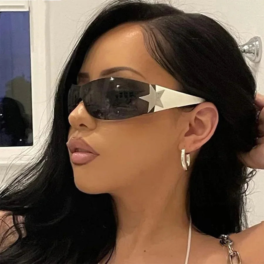 Randlose Y2K-Sonnenbrille mit Stern