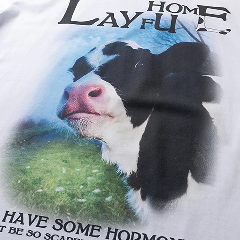 Cow Letter Print T-shirt