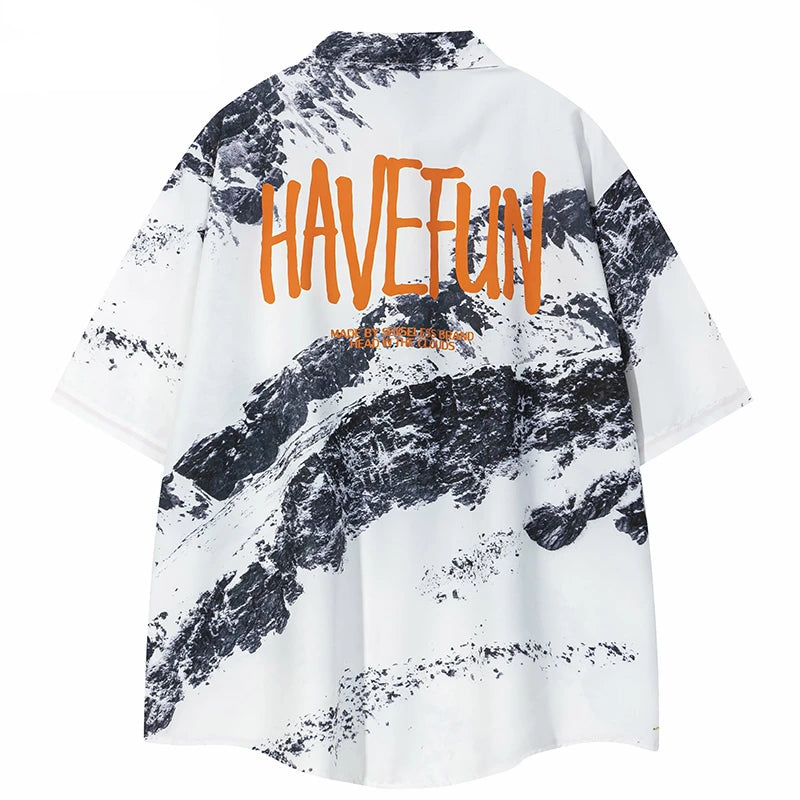 Graphic Hawaiian Beach Summer Short Shirt