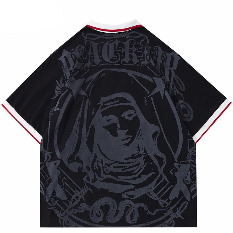 Vintage Virgin Mary Graphic Embroidered T-Shirt