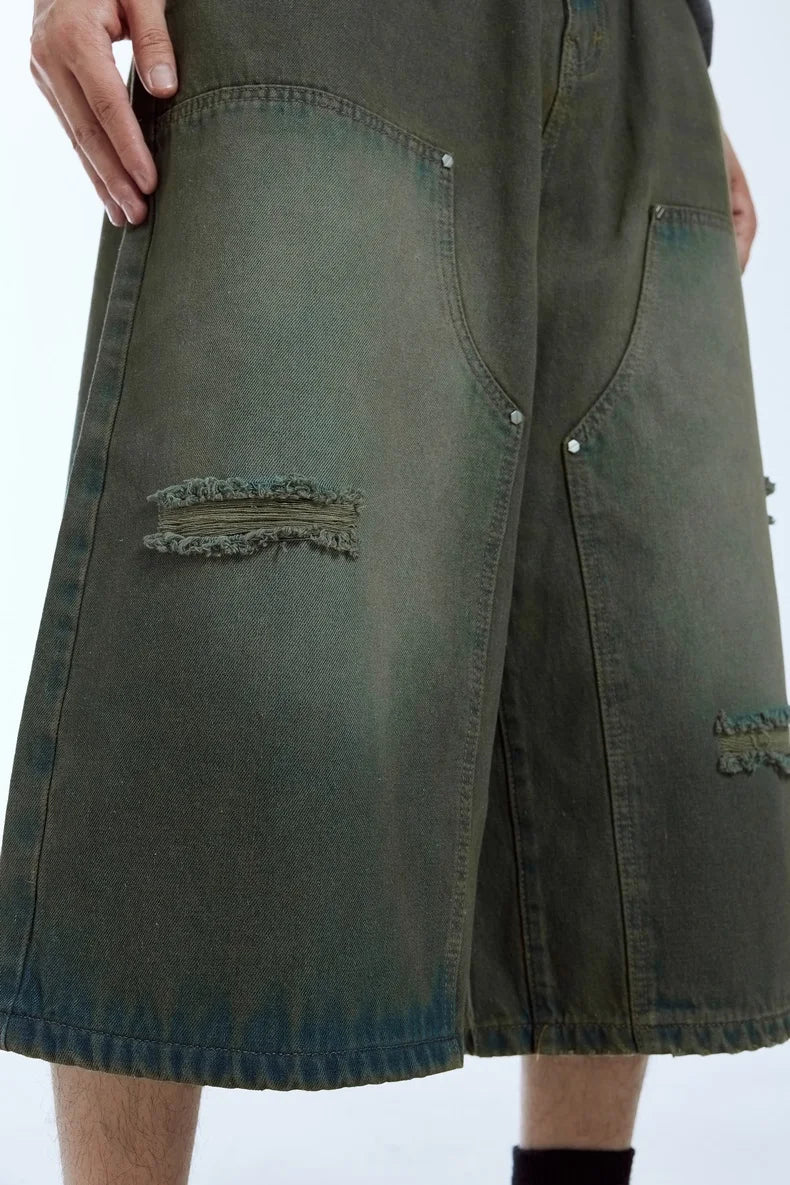 Zerrissene Carpenter-Jeans mit weitem Bein
