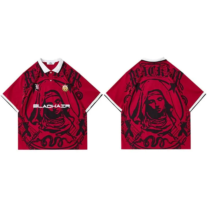 Vintage Virgin Mary Graphic Embroidered T-Shirt