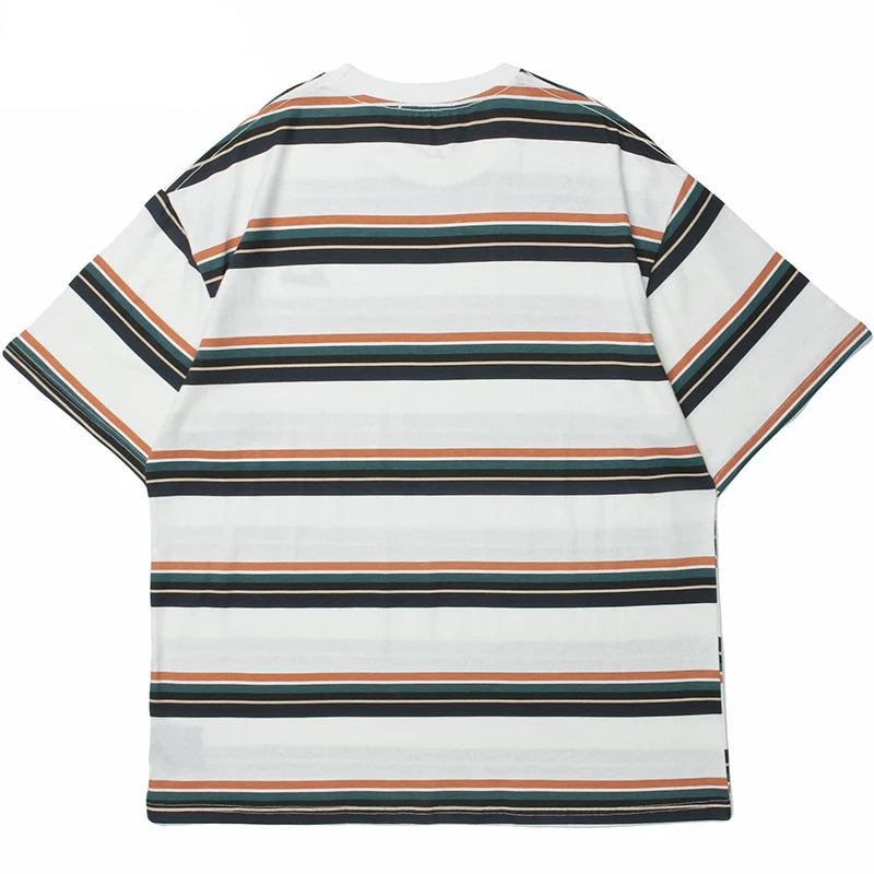 Bold Striped Print Cotton T-Shirt
