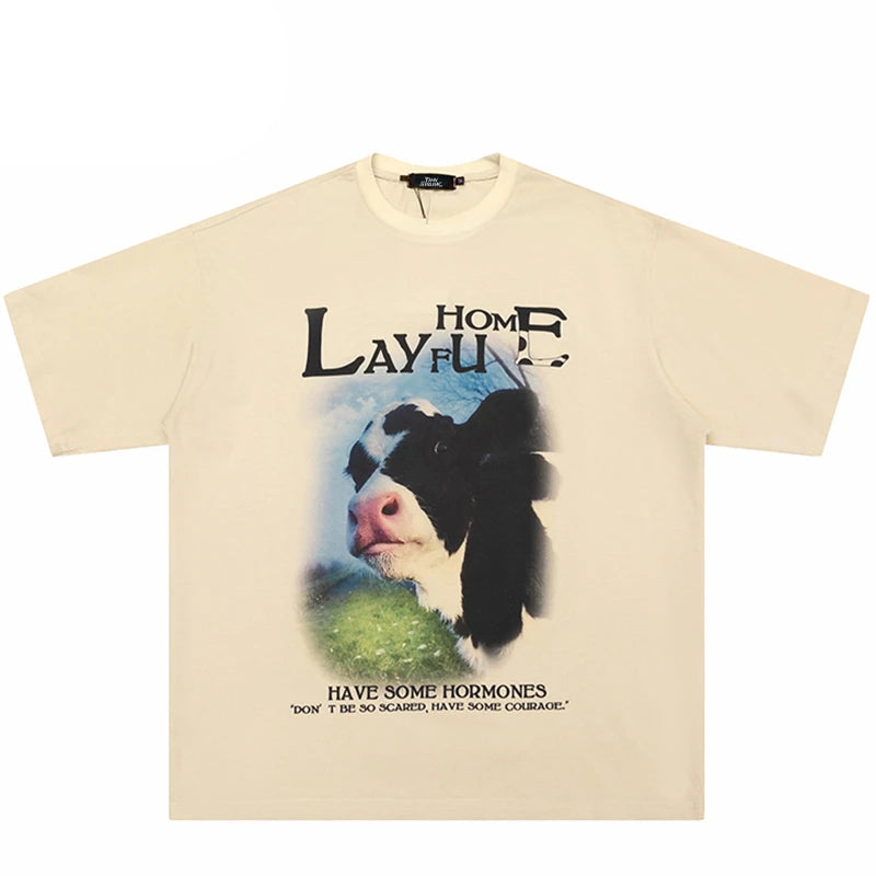 Cow Letter Print T-shirt