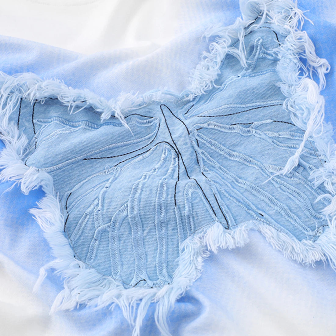 Butterfly Tassel Patch Graphic T-Shirt