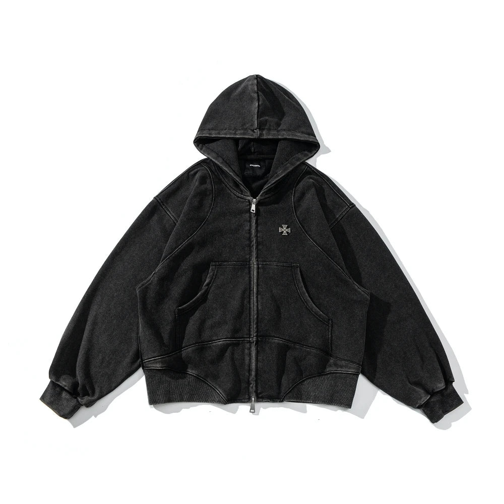 Sudadera con capucha vintage, moderna y casual, de color liso