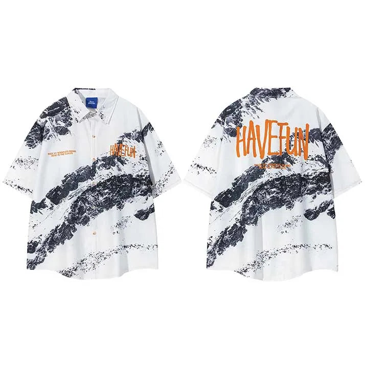 Graphic Hawaiian Beach Summer Short Shirt