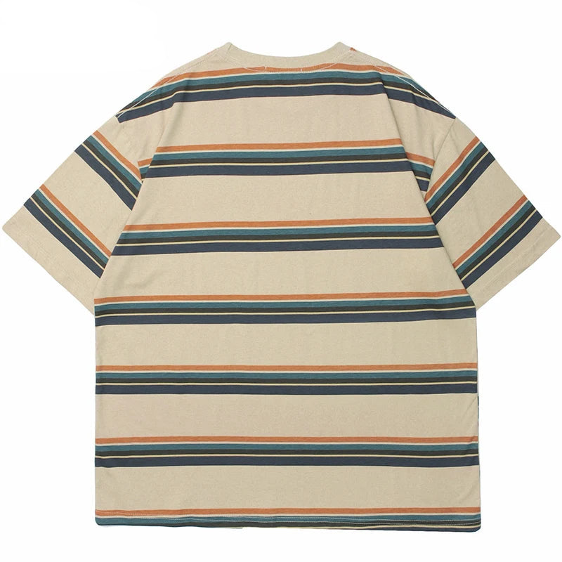 Bold Striped Print Cotton T-Shirt