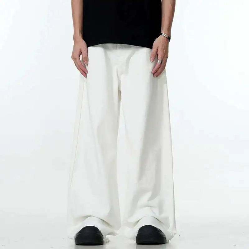 Solid Color Raw Edge Denim Jeans