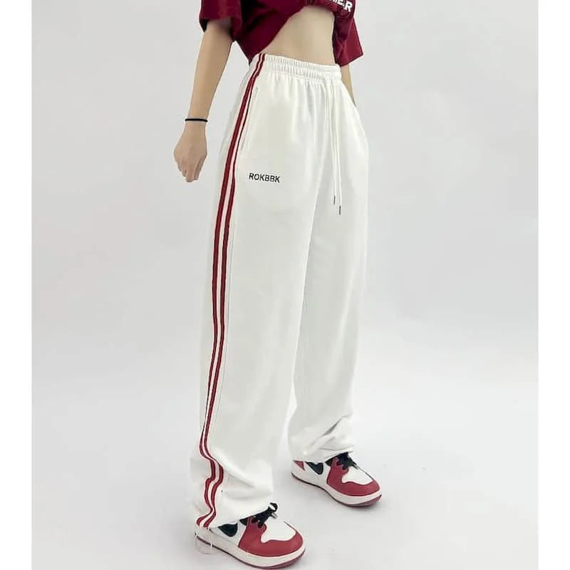 White Comfortable Elastic Waist Hip Hop Pants