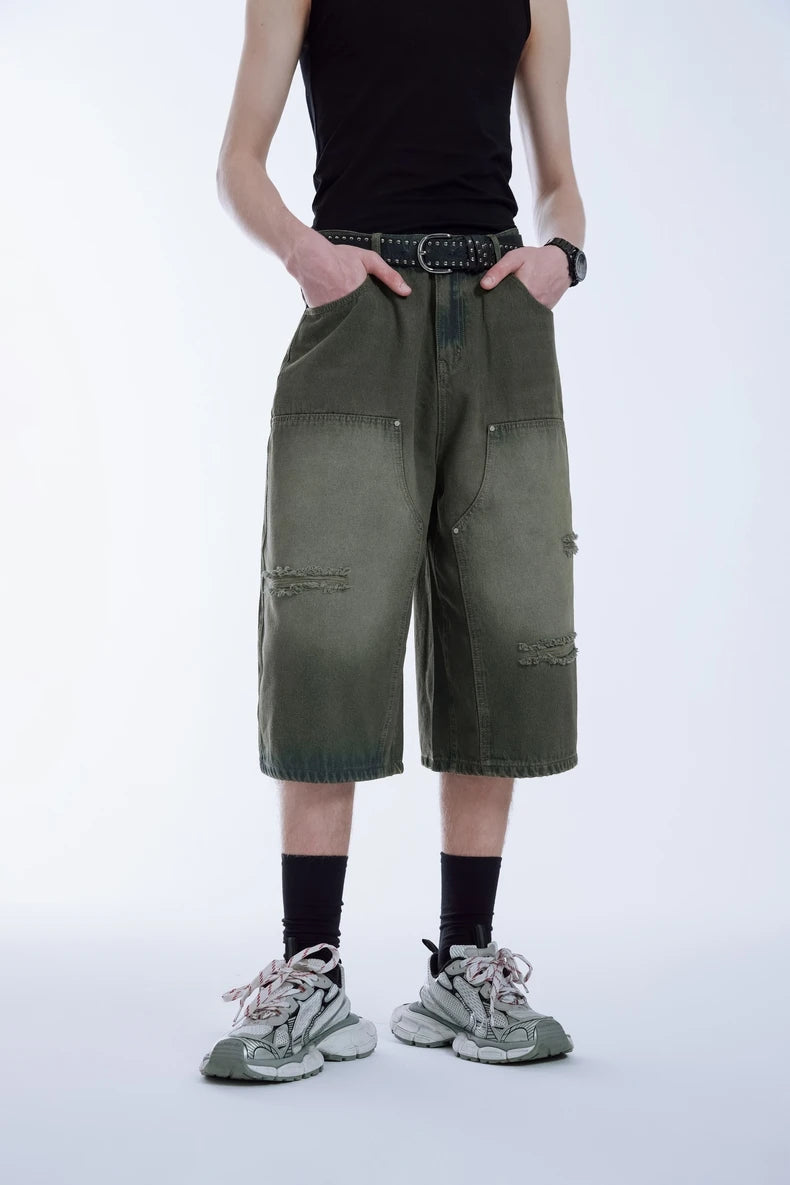 Zerrissene Carpenter-Jeans mit weitem Bein