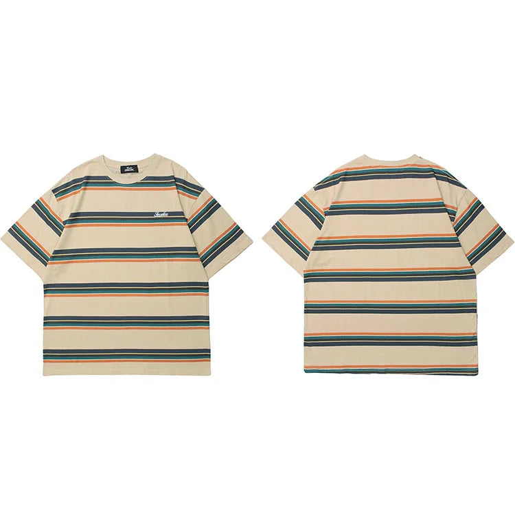 Bold Striped Print Cotton T-Shirt