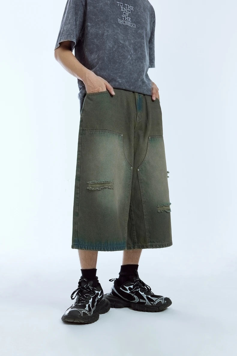 Zerrissene Carpenter-Jeans mit weitem Bein