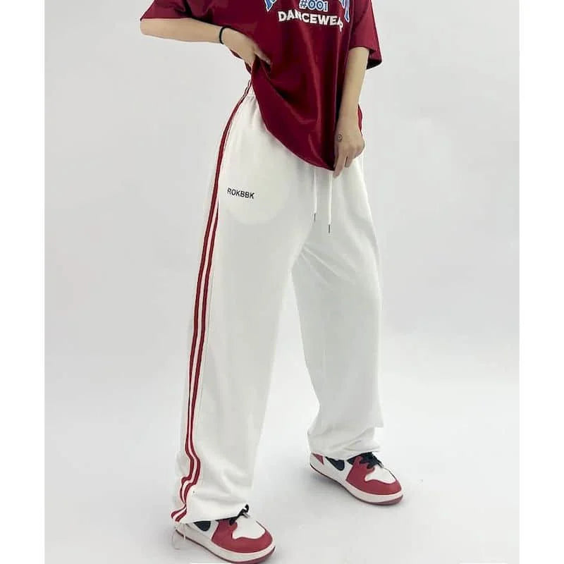 White Comfortable Elastic Waist Hip Hop Pants