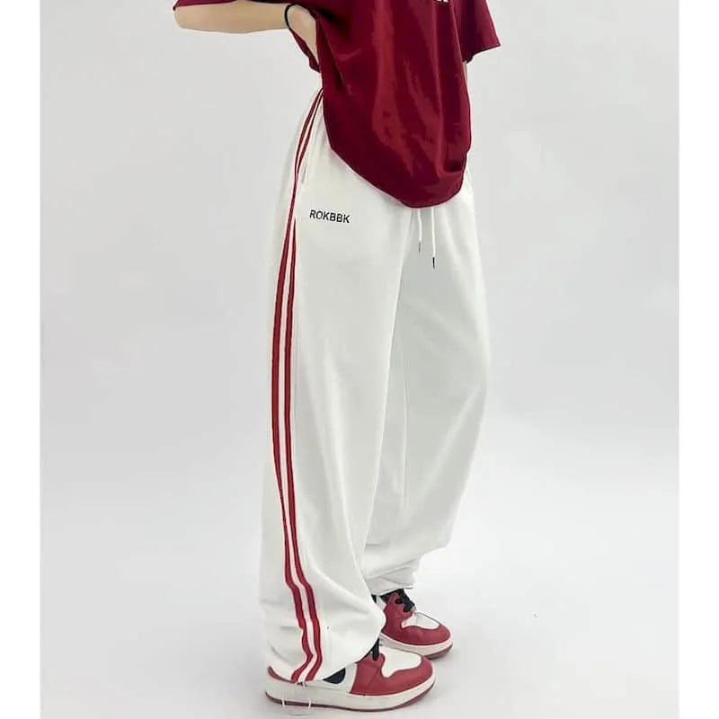 White Comfortable Elastic Waist Hip Hop Pants