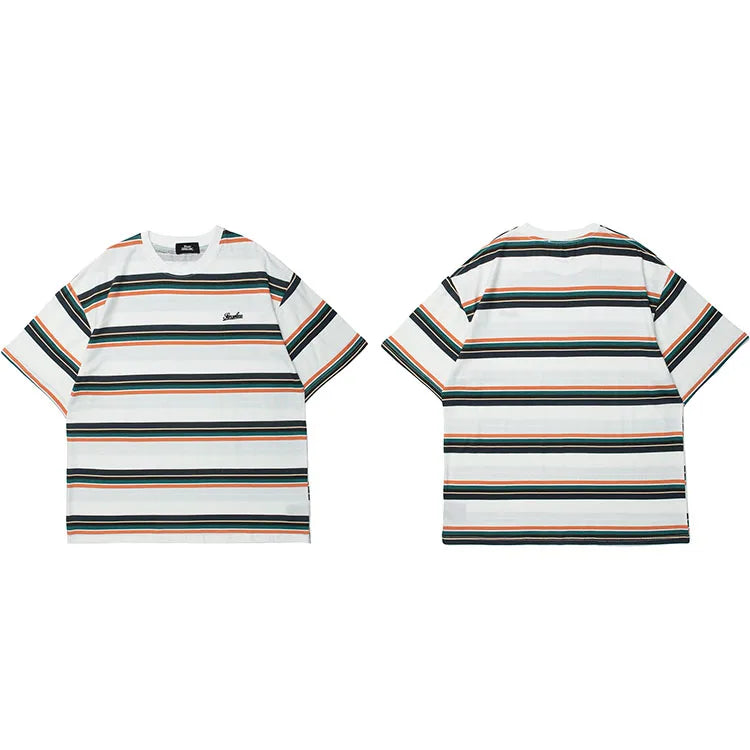 Bold Striped Print Cotton T-Shirt