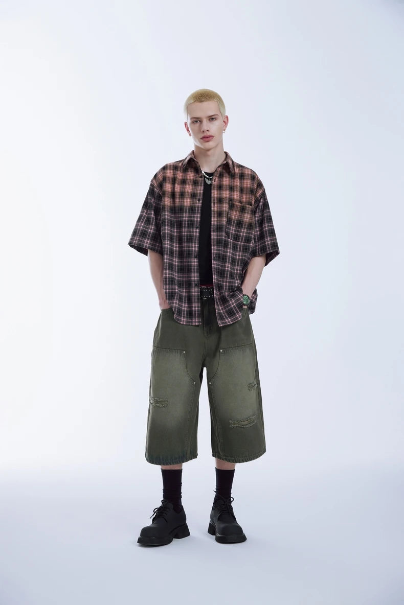 Zerrissene Carpenter-Jeans mit weitem Bein