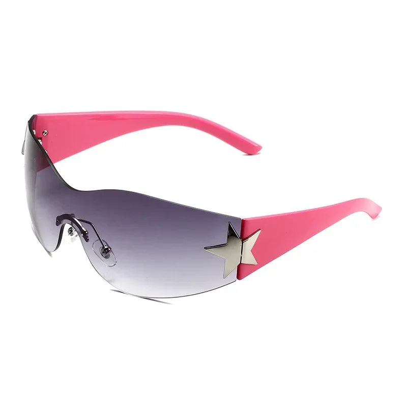 Randlose Y2K-Sonnenbrille mit Stern