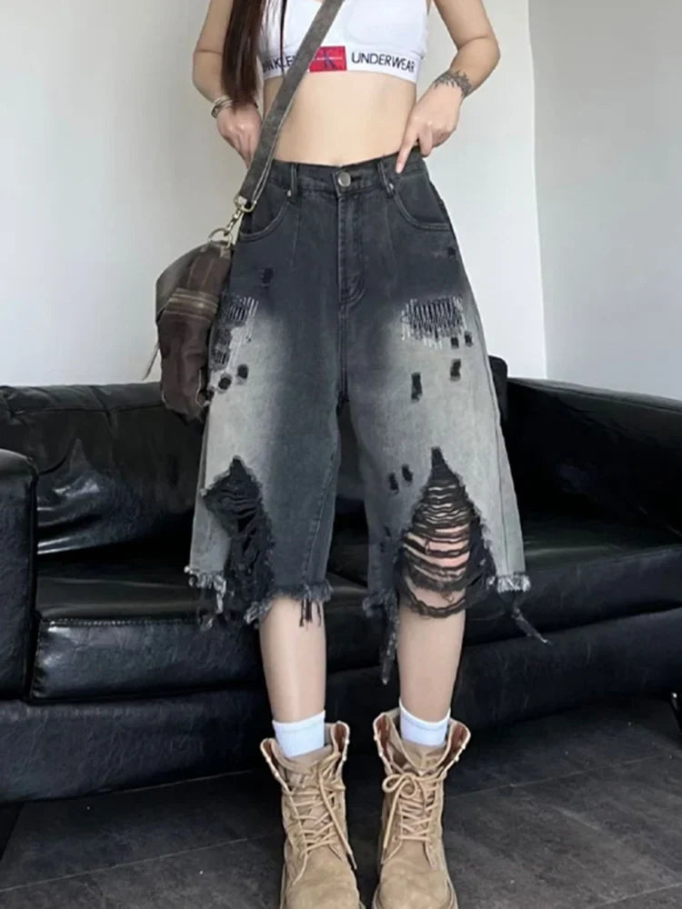 Pantalones cortos de mezclilla con degradado vintage American Jeans