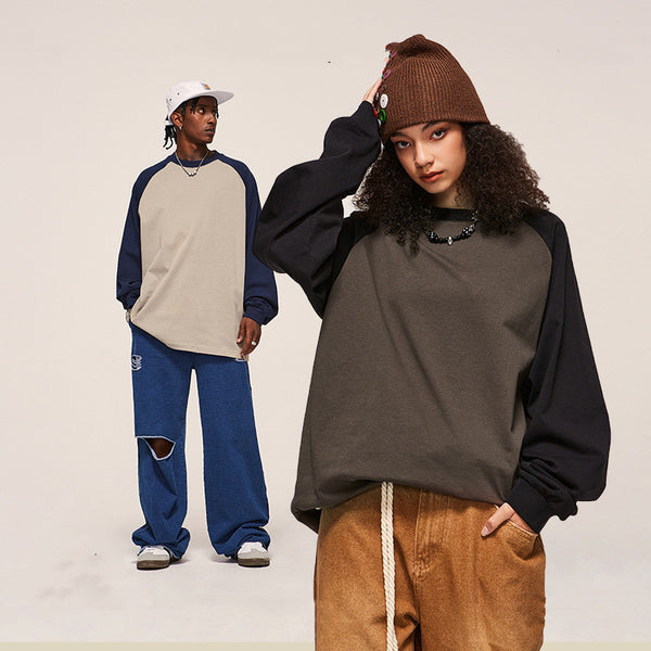 Bold Contrast Color Raglan Sleeve Hoodie