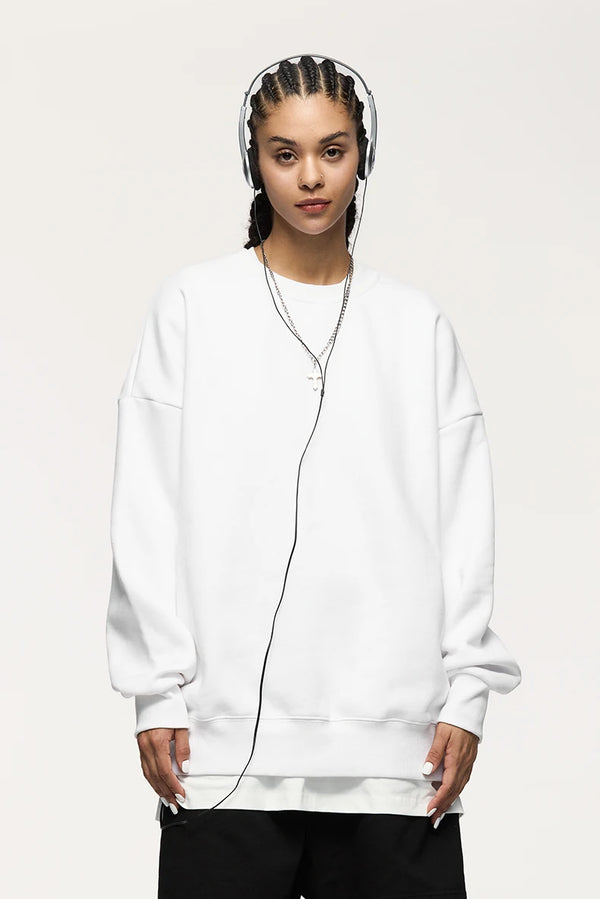 Thick Lined Fleece Crewneck Loose Sweatshirt