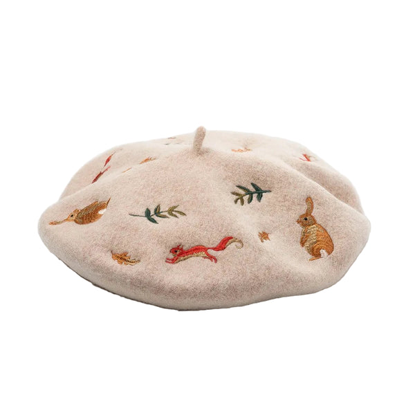 Forest Embroidered Beret
