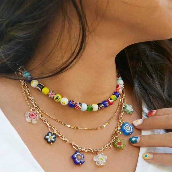 Beaded Pearl Beach Vibes Necklaces