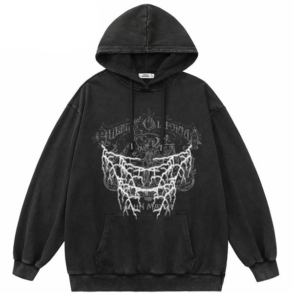 Lightning Washed Retro Tribial Hoodie