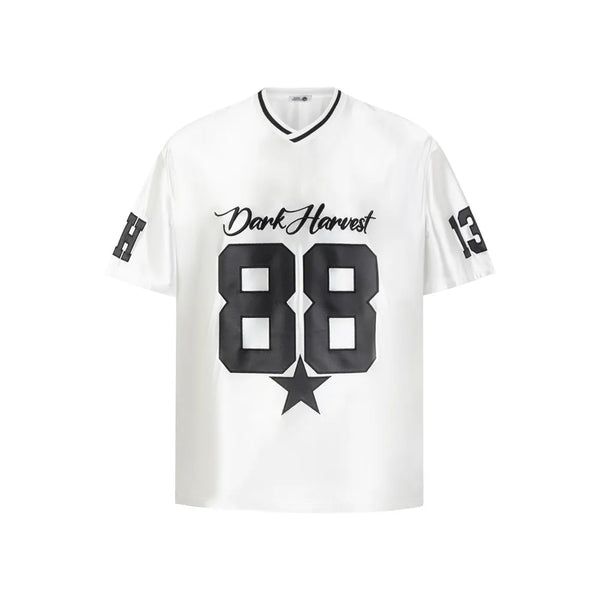 Contrast Paneled Letter Patch Embroidered T-Shirt