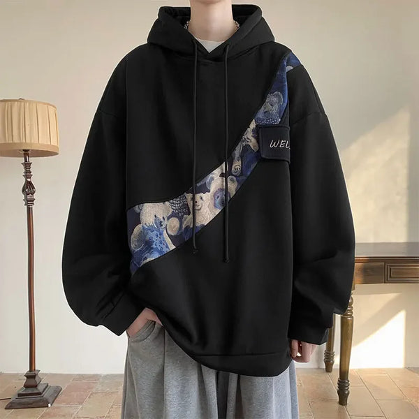 Embroidered Bear Pattern Loose Hoodie