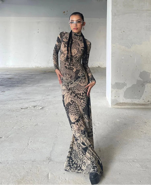 Baddie Tattoo Maxi Dress