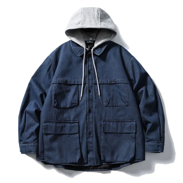 Quilted Loose Casual Denim Cargo Jacket