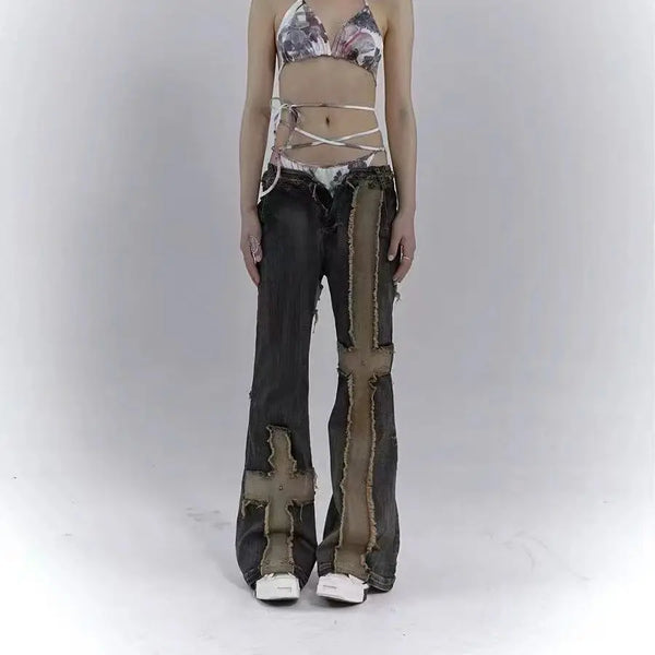 Y2k Cross Women's Patchwork Jeans
