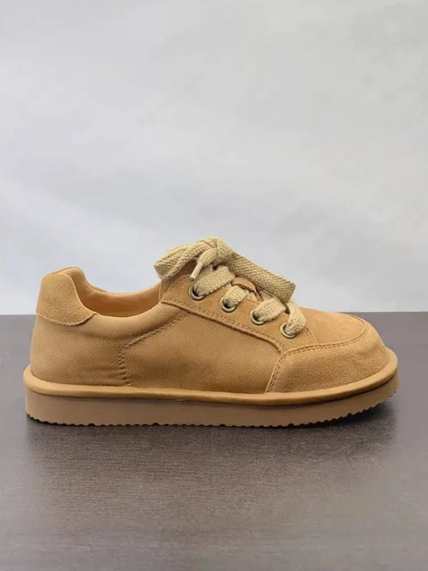 Thick Platform Lace-Up Genuine Leather Shoes