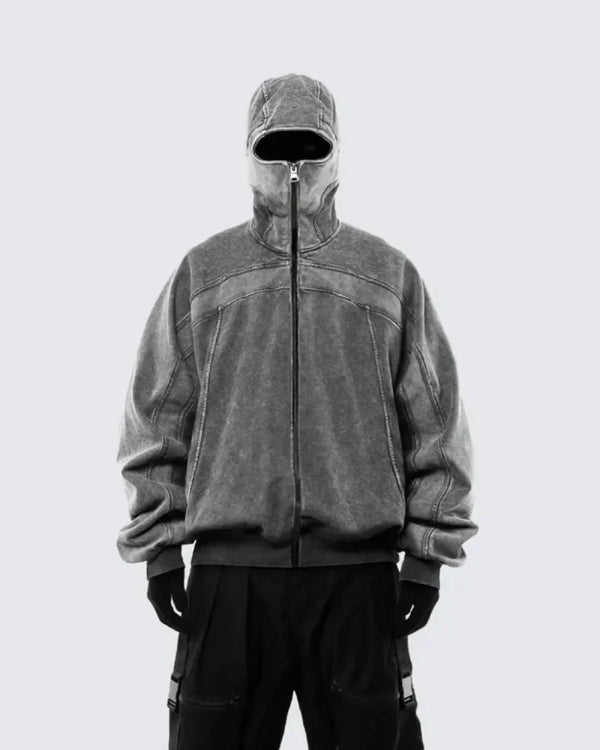 Classic Washed Gray Balaclava Ninja Sweetshirt